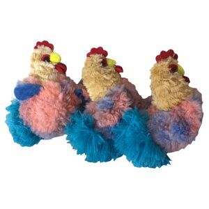 Lot of 3 Way to Celebrate Easter Small Shaggy Rooster Chicken Stuffed Plush Toy